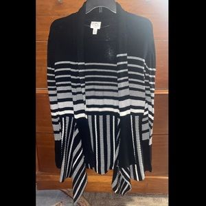 M Detailed Black Striped Cardigan